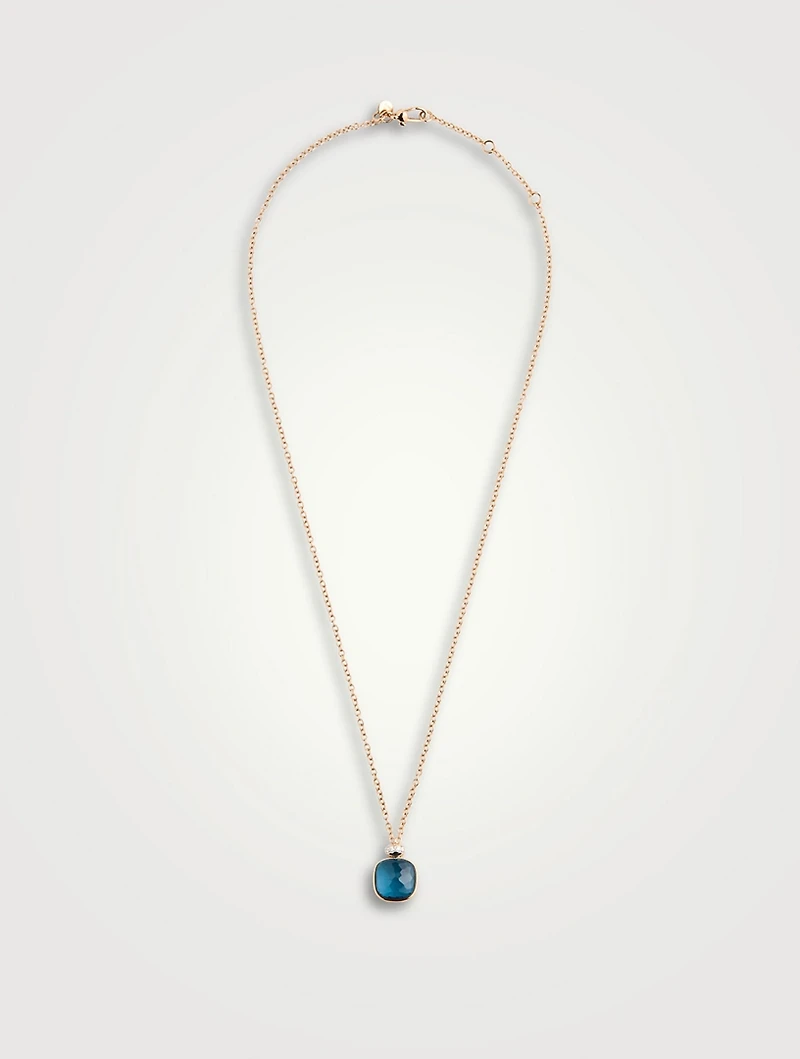Nudo 18K White And Rose Gold Necklace With Blue Topaz And Diamonds