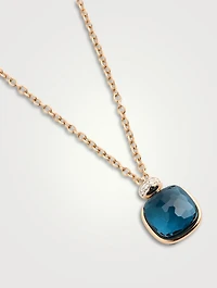 Nudo 18K White And Rose Gold Necklace With Blue Topaz And Diamonds