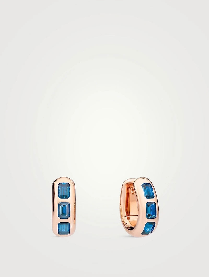 Iconica 18K Rose Gold Hoop Earrings With Blue Topaz