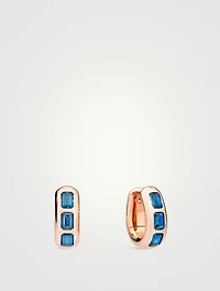 Iconica 18K Rose Gold Hoop Earrings With Blue Topaz