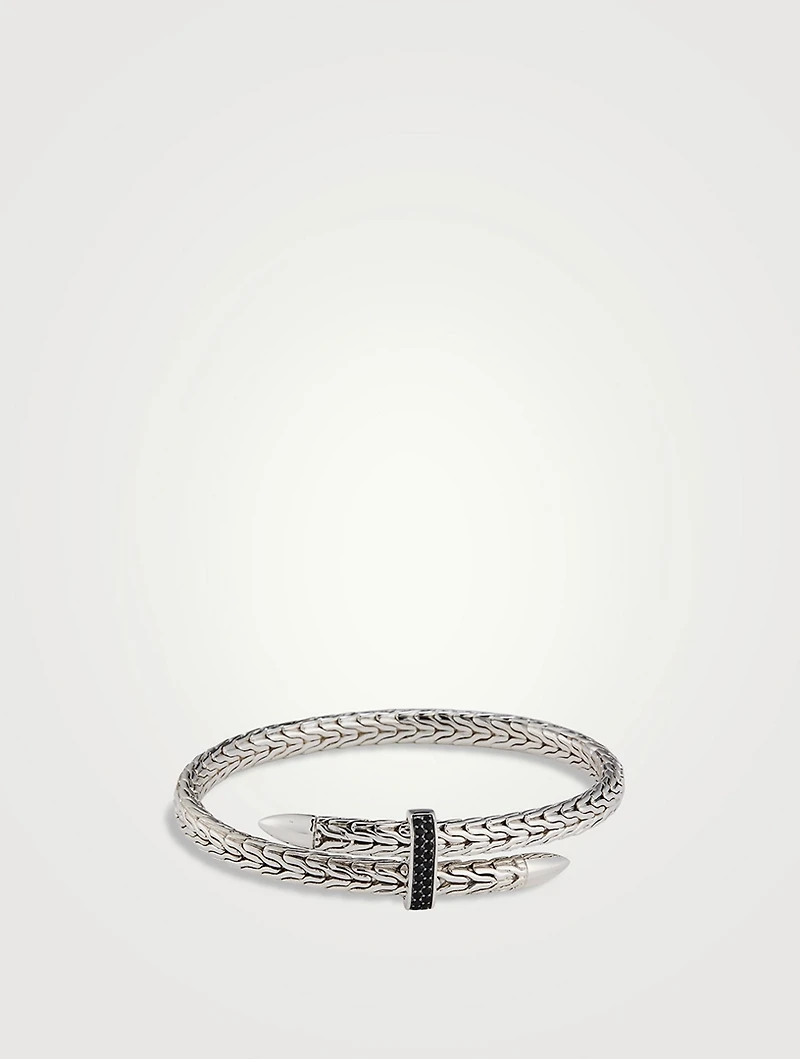 Spear Sterling Silver Flex Cuff Bracelet With Black Sapphire