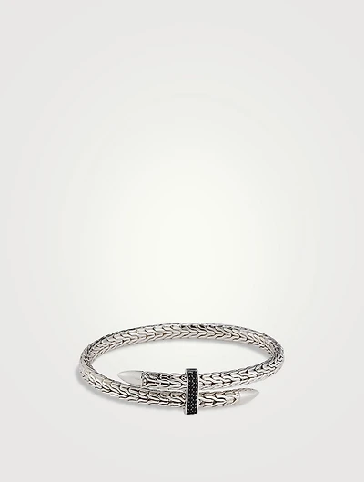 Spear Sterling Silver Flex Cuff Bracelet With Black Sapphire