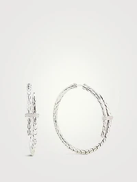 Spear Sterling Silver Hoop Earrings With Diamonds