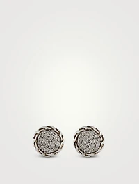 JH Essential Sterling Silver Stud Earrings With Pavé Diamonds