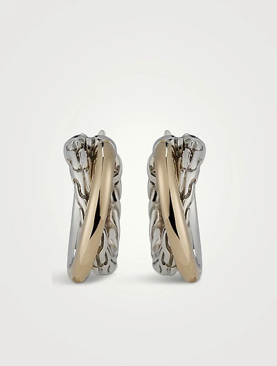 JH Essential 14K Gold And Sterling Silver Crossover Hoop Earrings