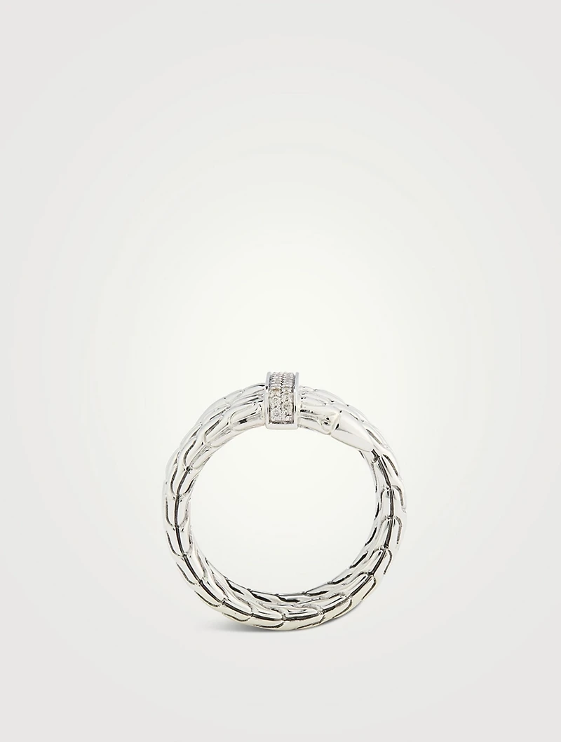 Spear Sterling Silver Ring With Diamonds