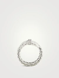 Spear Sterling Silver Ring With Diamonds