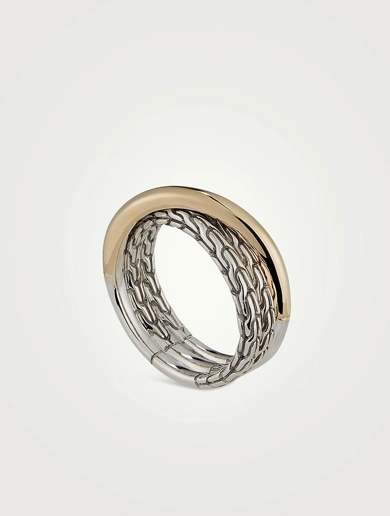 JH Essential 14K Gold And Sterling Silver Crossover Ring