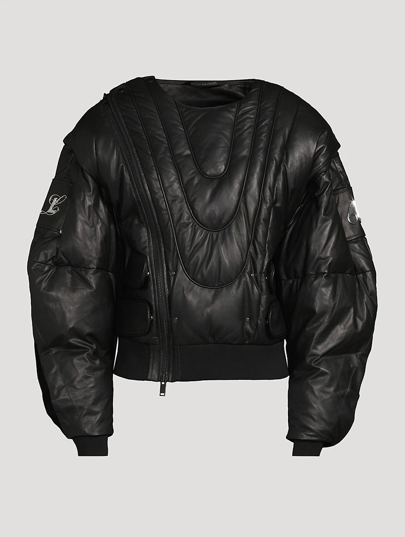 Moose Knuckles x Luar Leather Down Bomber Jacket