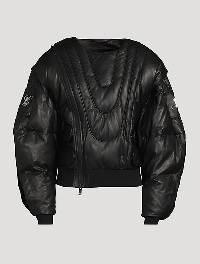 Moose Knuckles x Luar Leather Down Bomber Jacket