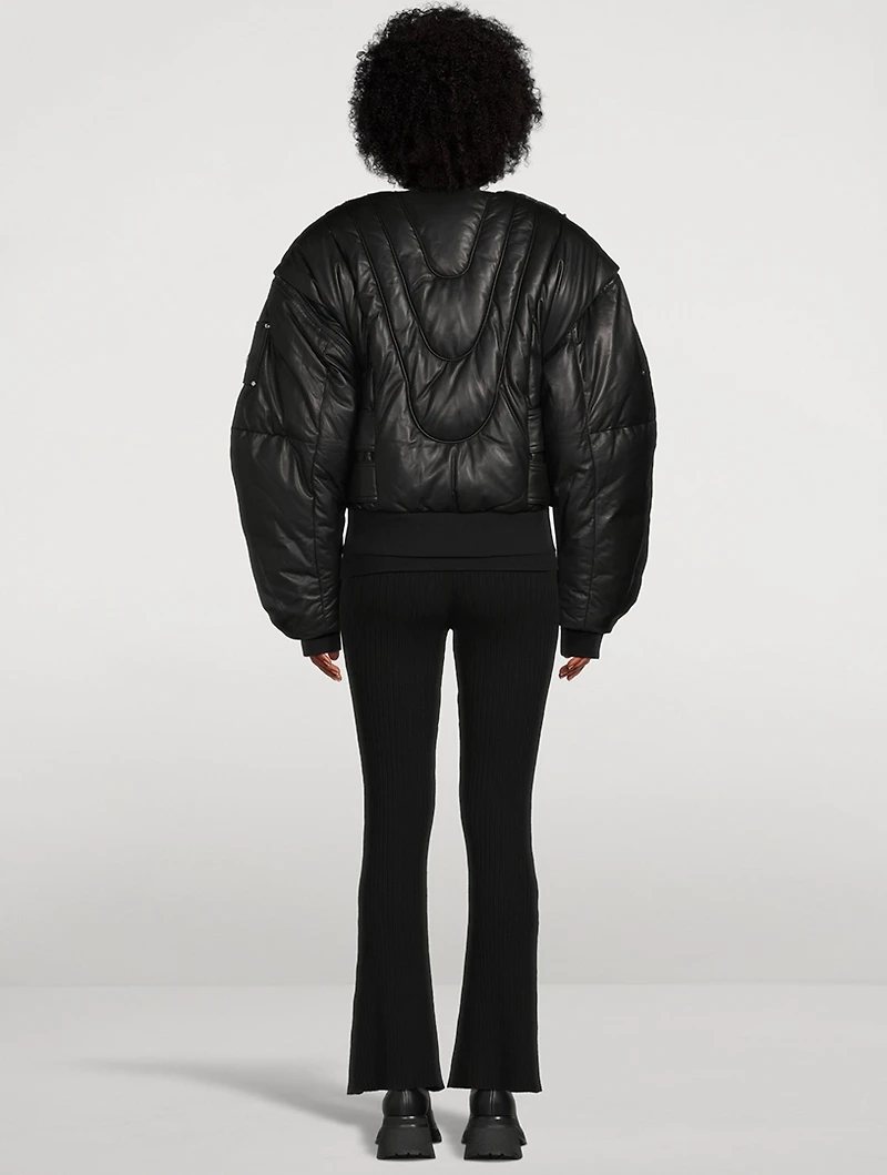 Moose Knuckles x Luar Leather Down Bomber Jacket