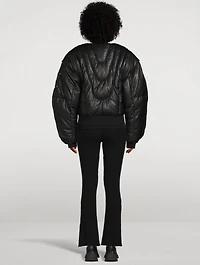 Moose Knuckles x Luar Leather Down Bomber Jacket