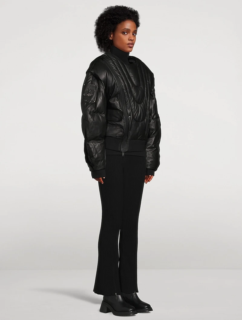 Moose Knuckles x Luar Leather Down Bomber Jacket