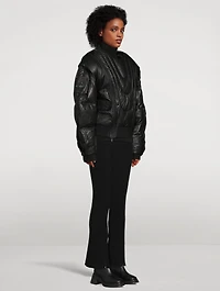 Moose Knuckles x Luar Leather Down Bomber Jacket