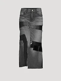 Patchwork Denim Midi Skirt