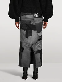 Patchwork Denim Midi Skirt