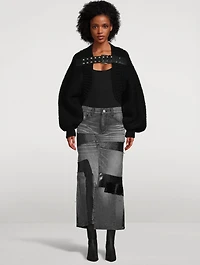 Patchwork Denim Midi Skirt