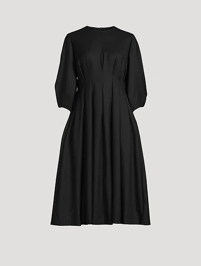 Wool Cashmere Gabardine Pleated Dress