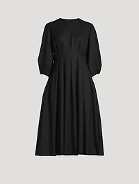 Wool Cashmere Gabardine Pleated Dress