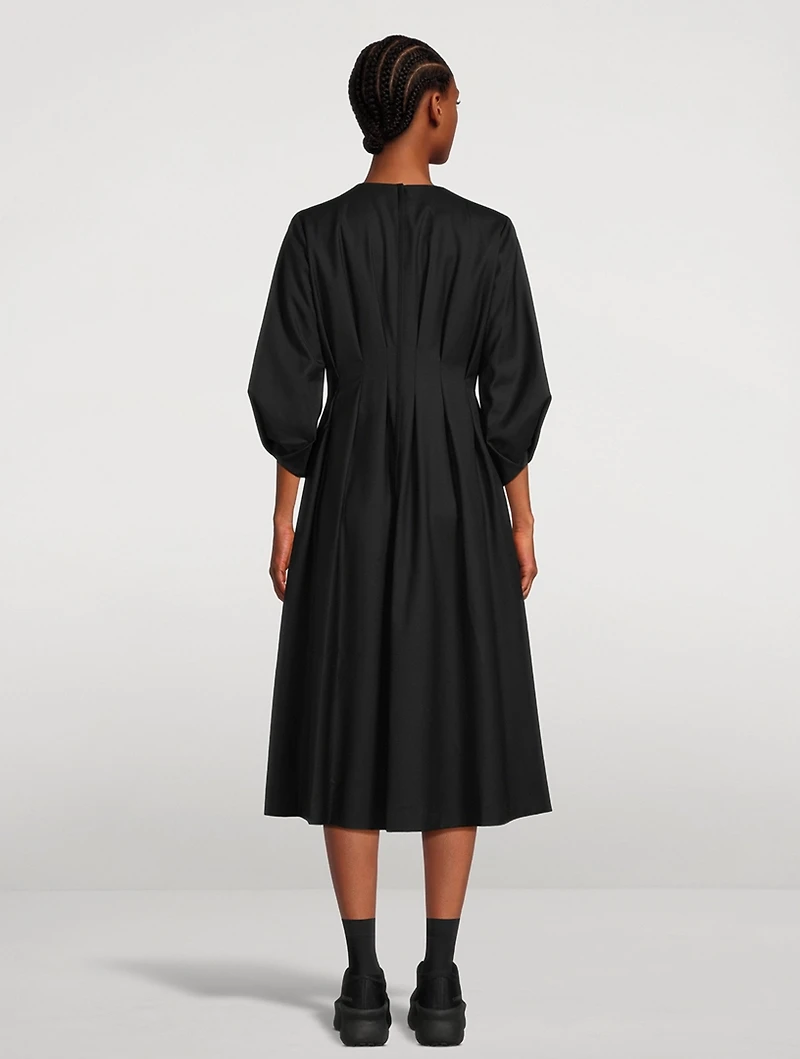 Wool Cashmere Gabardine Pleated Dress