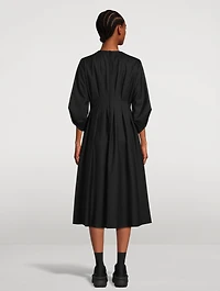 Wool Cashmere Gabardine Pleated Dress