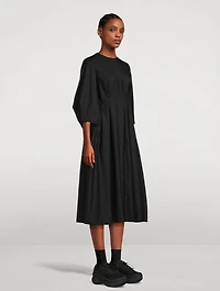 Wool Cashmere Gabardine Pleated Dress