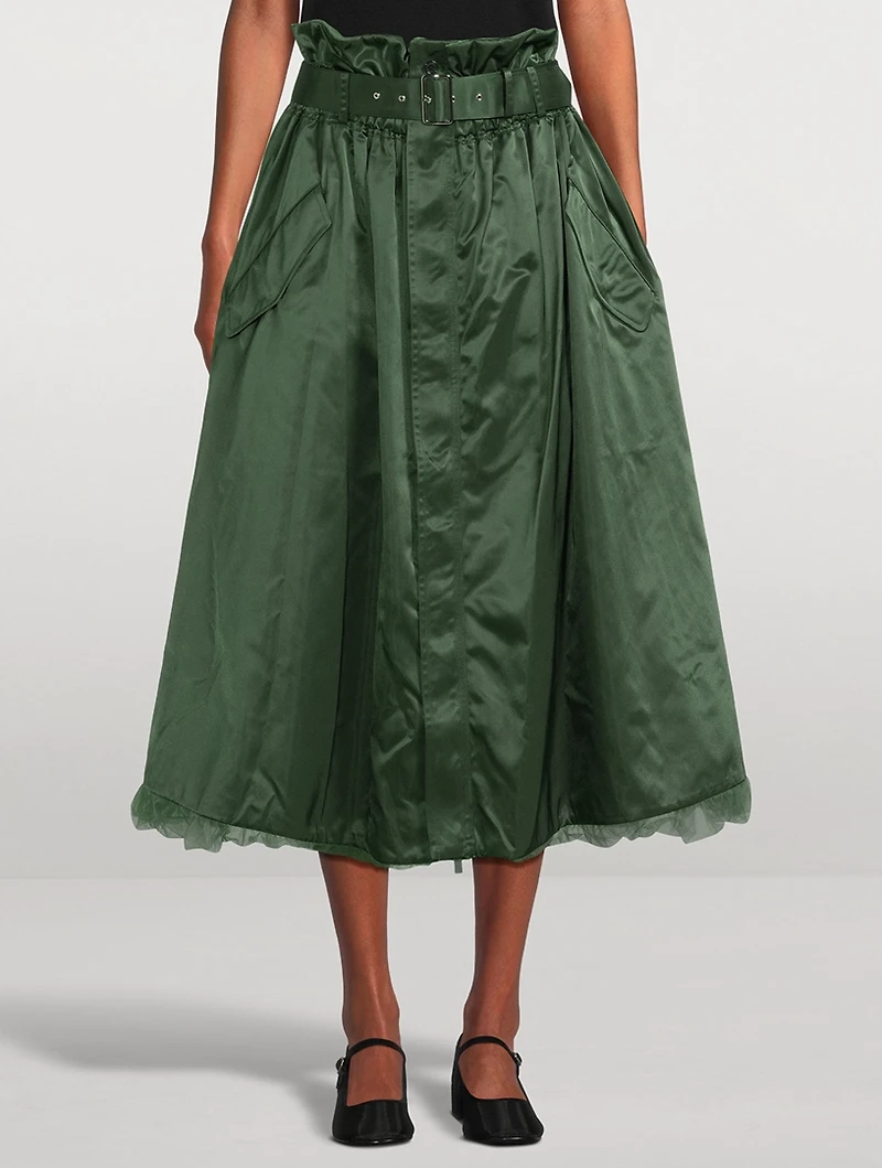 Reversible Tulle And Nylon Midi Skirt