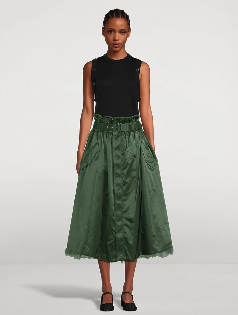 Reversible Tulle And Nylon Midi Skirt