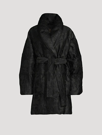 Gemma Belted Jacquard Down Coat