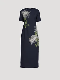 Crystal-Embroidered Dandelion Midi Dress
