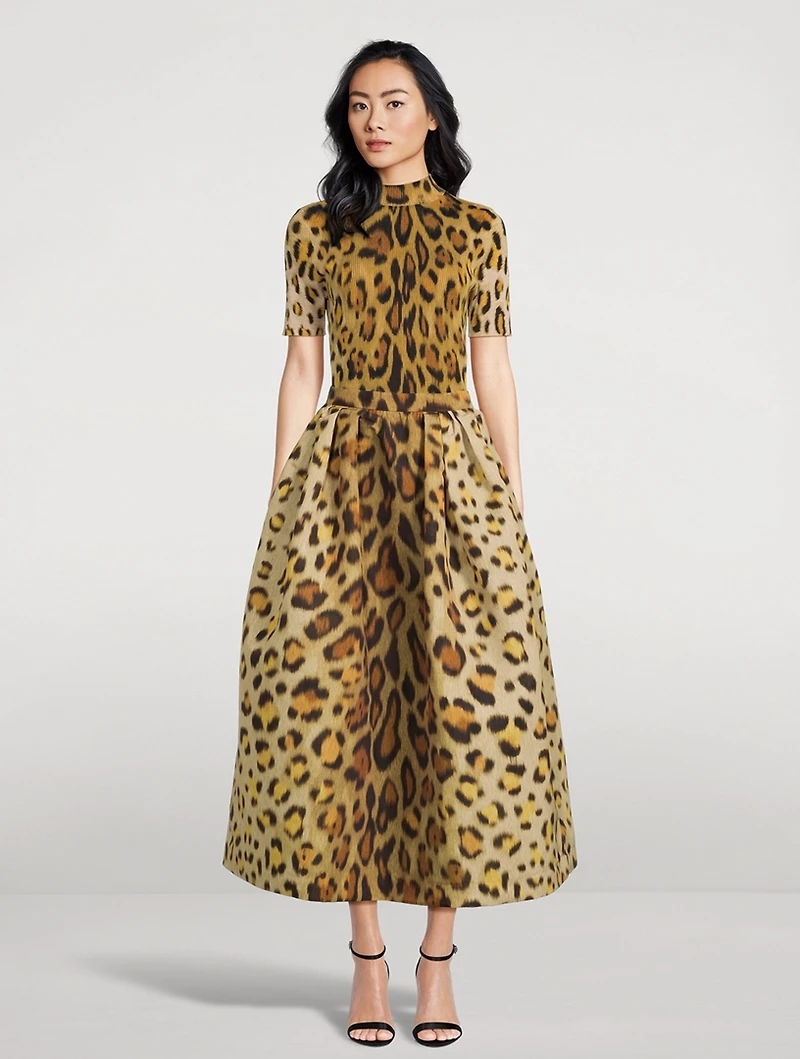 Ribbed Mockneck Top Jaguar Print