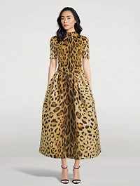 Ribbed Mockneck Top Jaguar Print