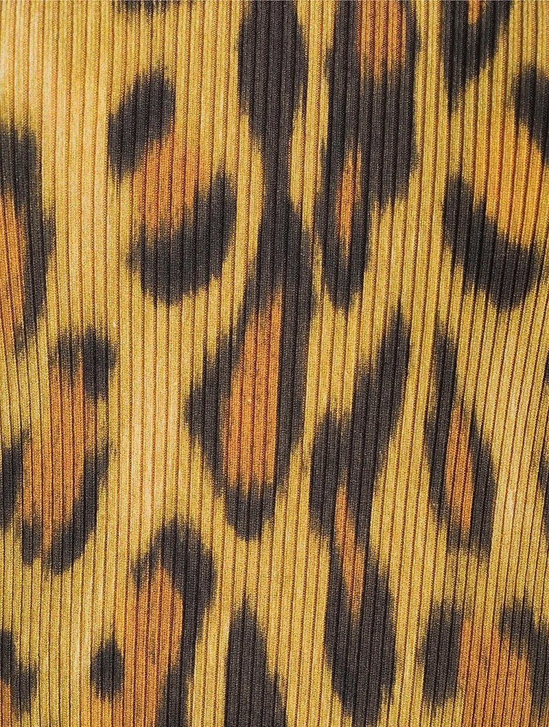 Ribbed Mockneck Top Jaguar Print