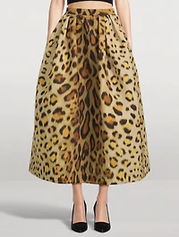Faille Midi Skirt Jaguar Print