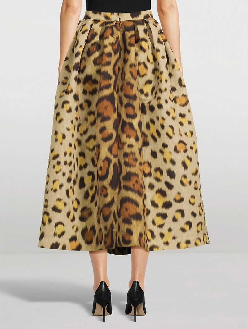 Faille Midi Skirt Jaguar Print