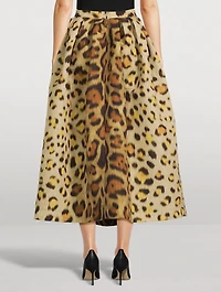 Faille Midi Skirt Jaguar Print