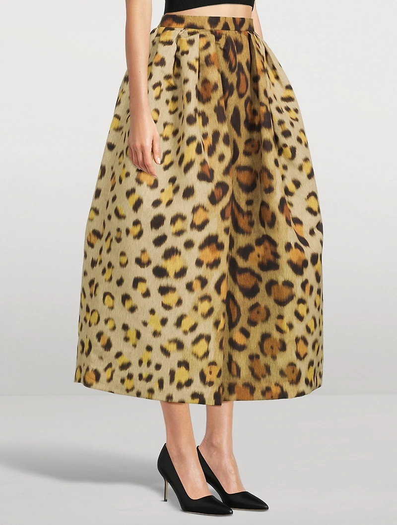 Faille Midi Skirt Jaguar Print