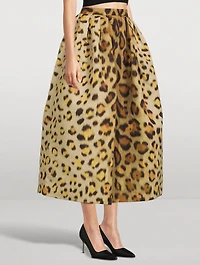 Faille Midi Skirt Jaguar Print
