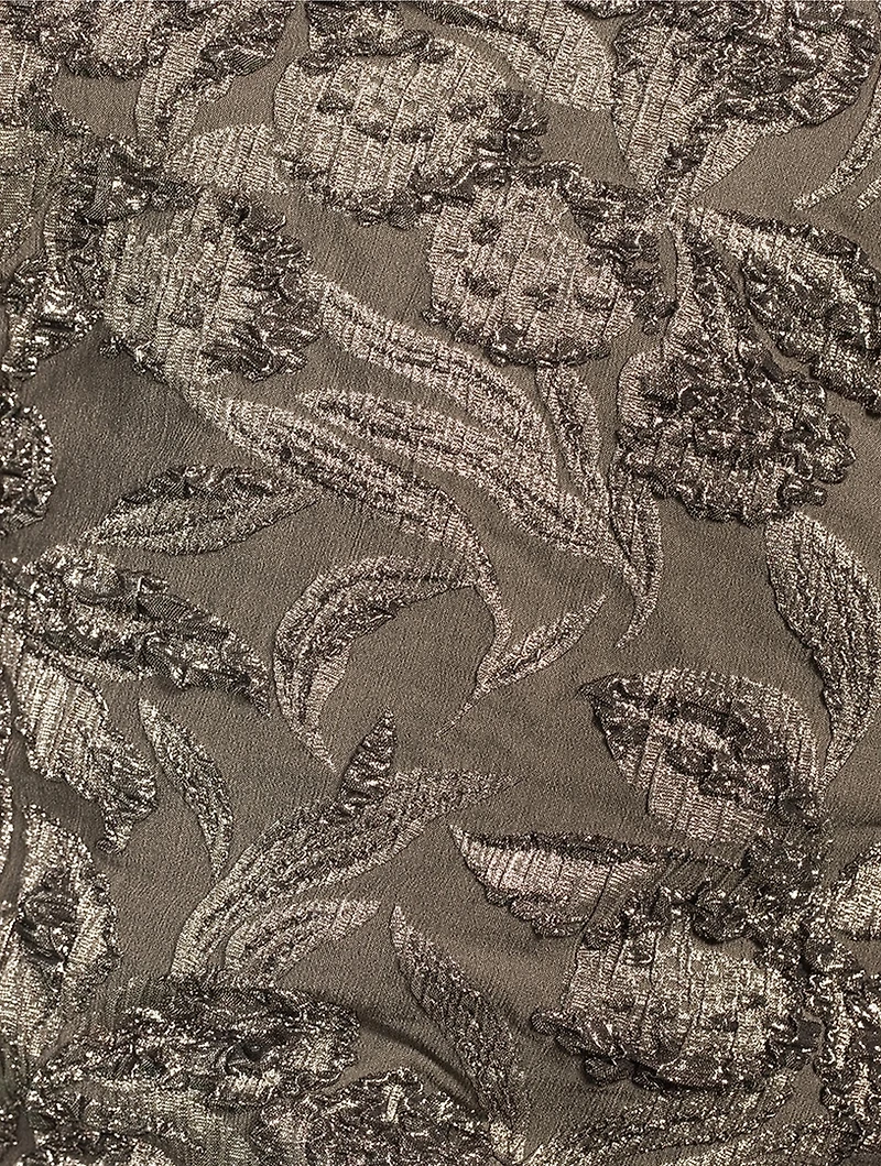 Metallic Orchid Jacquard Off-The-Shoulder Dress