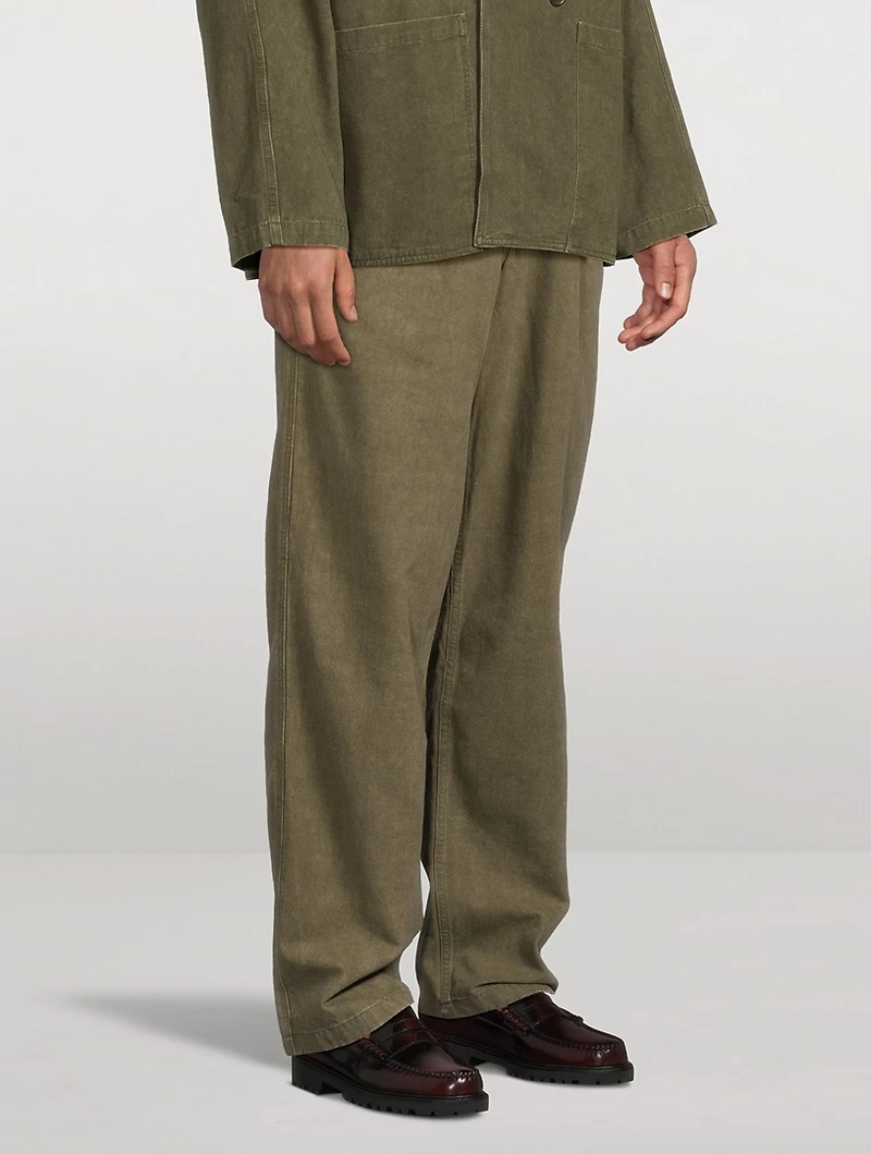 Double-Pleated Relaxed Pants