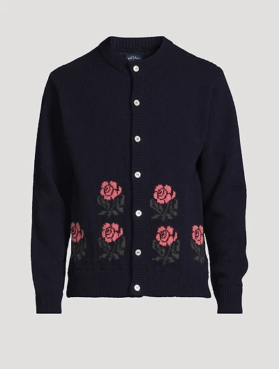 Floral Intarsia Wool Cardigan