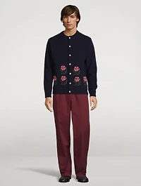 Floral Intarsia Wool Cardigan