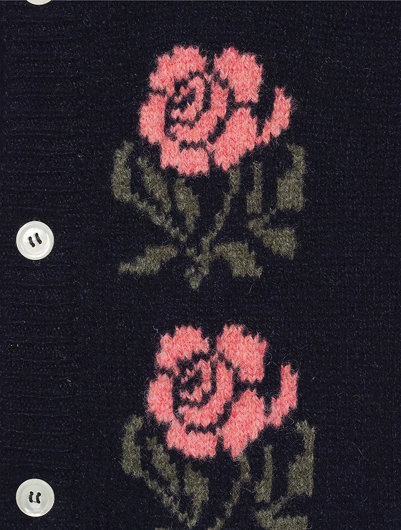 Floral Intarsia Wool Cardigan