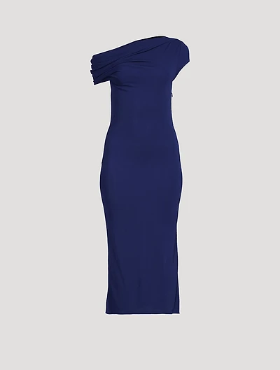 Asymmetric Crêpe Midi Dress