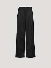 Wide-Leg Wool Satin Trousers