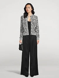 Wide-Leg Wool Satin Trousers