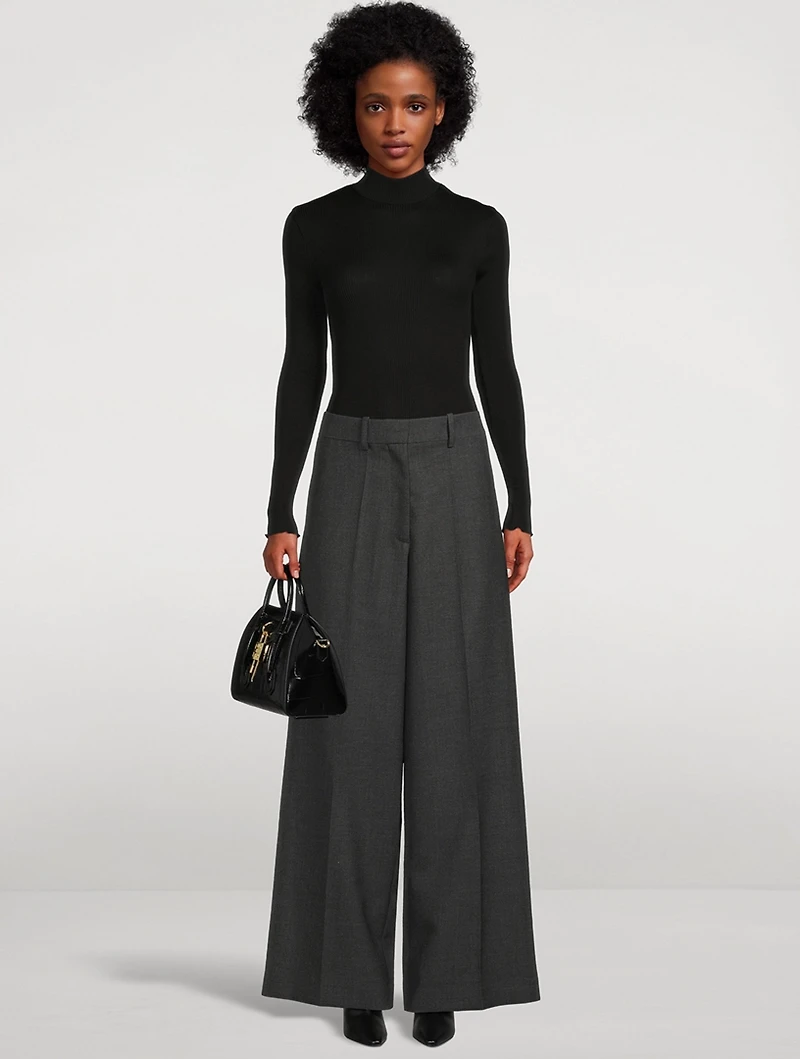 Wide-Leg Wool Trousers