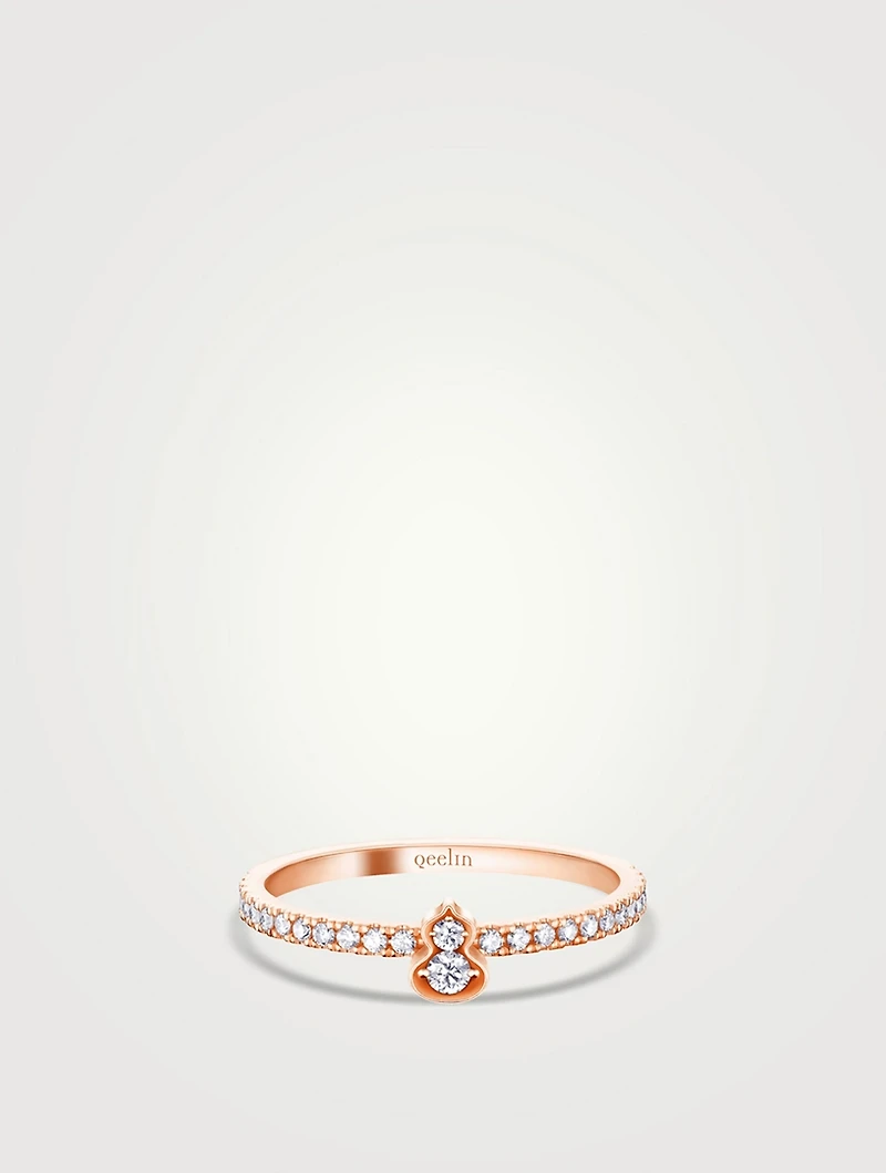 Qixi Wulu 18K Rose Gold Mini Solitaire Ring With Diamonds