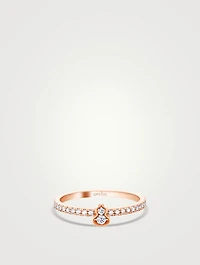 Qixi Wulu 18K Rose Gold Mini Solitaire Ring With Diamonds