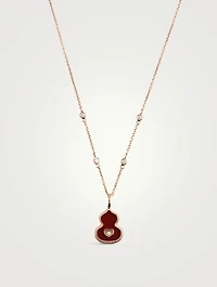 Wulu 18K Rose Gold Red Agate Necklace With Diamonds